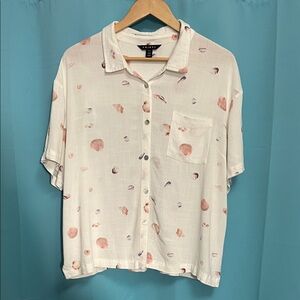 Tribal White Shirt with Seashell Design (2 for $20)